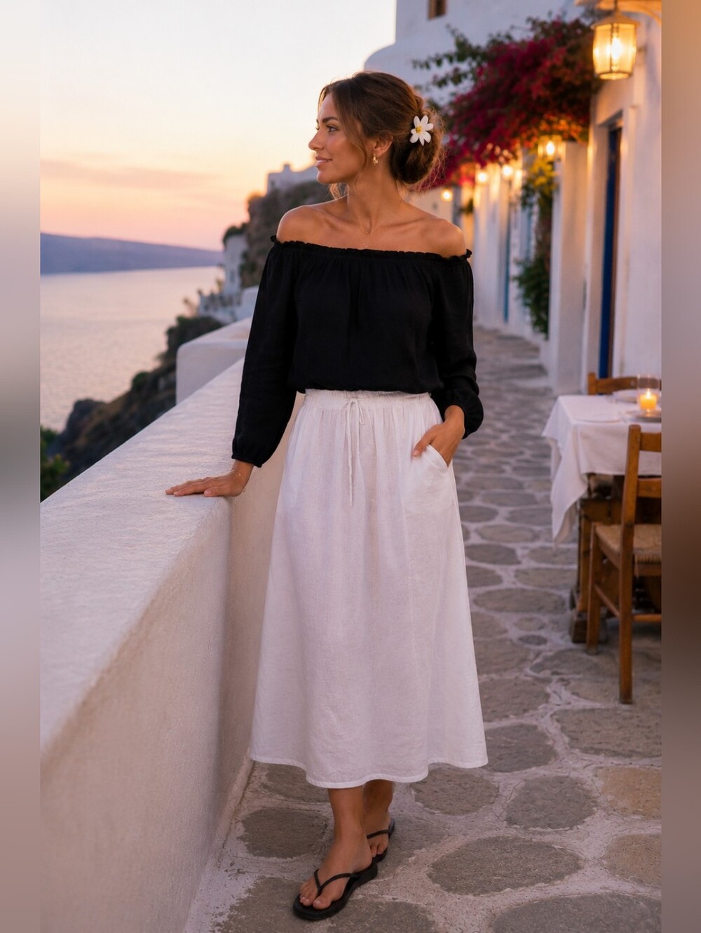 John Galt Maura Off-shoulder Cropped Peasant Top in Black Feminine Women's OS